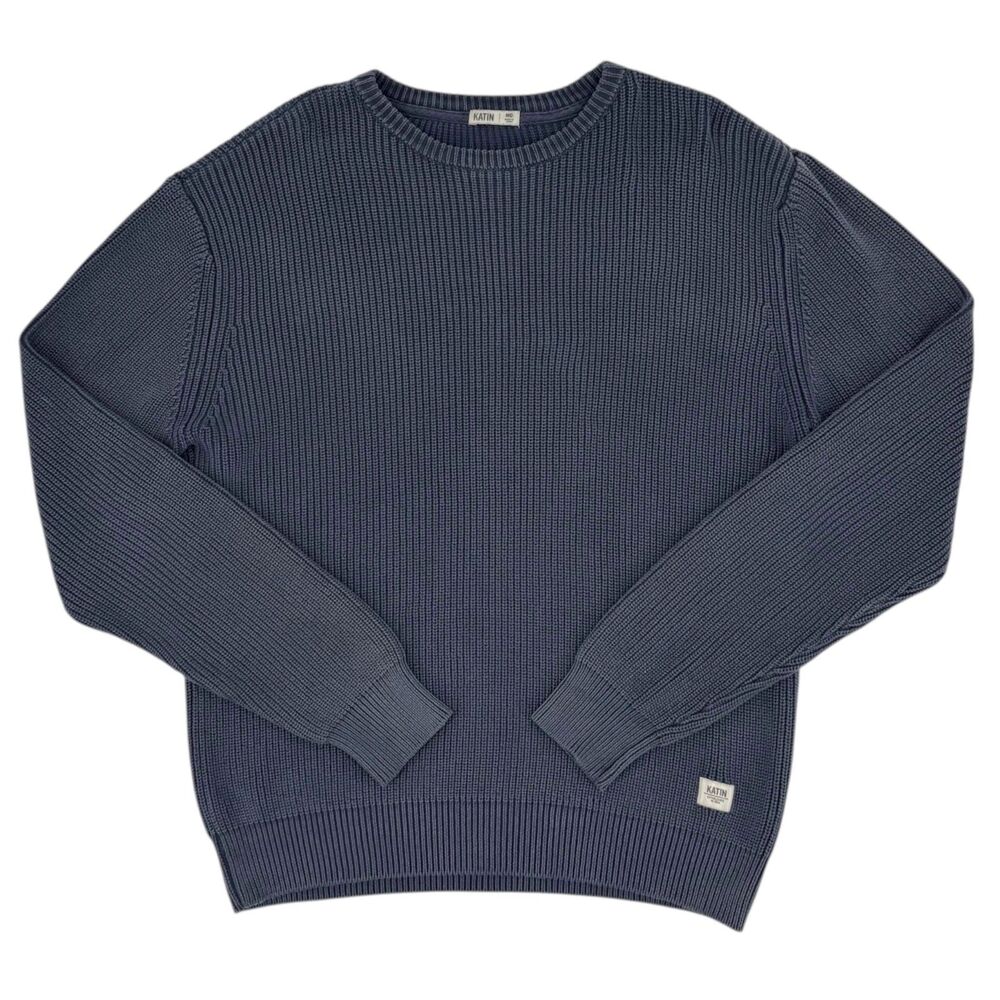 Katin Men's Swell Vintage Wash Cotton Knit Sweater Blue Medium